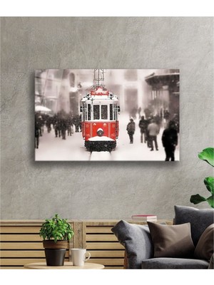 Foradels Dekoratif Istanbul Taksim Tramvayı Cam Tablo Uv Baskı Duvar Dekoru 10425 Bungcam