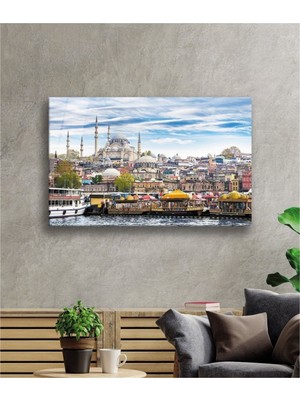 Foradels Dekoratif Istanbul Camii Manzaralı Cam Tablo Uv Baskı Duvar Dekoru 10430 Bungcam