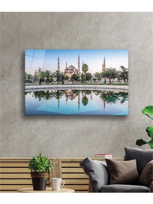 Foradels Dekoratif Istanbul Cami Manzara Cam Tablo Uv Baskı Duvar Dekoru 10377 Bungcam