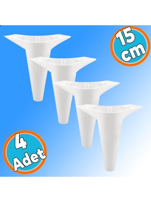 Nzb (4 Adet) Mobilya Yükseltici Kanepe Sehpa Puf Tv Ünitesi Koltuk Ayağı Beyaz Baza Ayak 15 cm