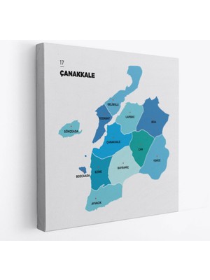 Foradels Dekoratif Kanvas Tablo Duvar Dekoru Il ve Ilçeler Haritası Çanakkale Modern 1311 Bungknv