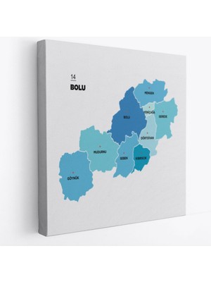 Foradels Dekoratif Kanvas Tablo Duvar Dekoru Il ve Ilçeler Haritası Bolu Modern 1302 Bungknv