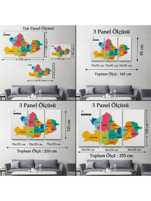 Foradels Dekoratif Kanvas Tablo Duvar Dekoru Il ve Ilçeler Haritası Samsun Modern 1445 Bungknv