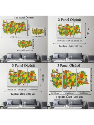 Foradels Dekoratif Kanvas Tablo Duvar Dekoru Eğitici Il ve Ilçe Detaylı Türkiye Haritası Harita 3027 Bungknv