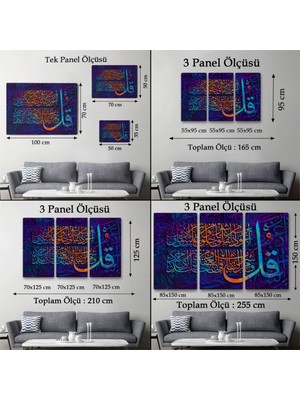 Dekoratif Kanvas Tablo, Duvar Dekoru, Felak Suresi Yazılı Hat Sanatı 3412 BUNGKNV