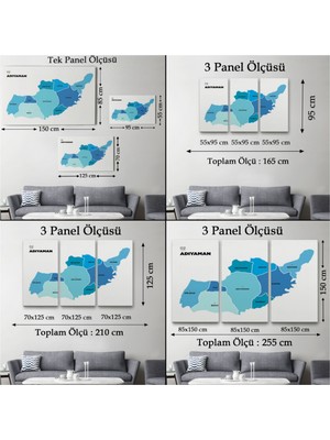 Foradels Dekoratif Kanvas Tablo Duvar Dekoru Il ve Ilçeler Haritası Adıyaman Modern 1249 Bungknv