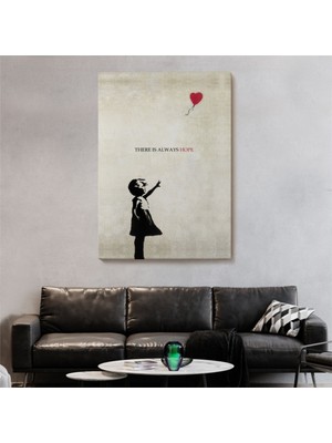 Foradels Dekoratif Kanvas Tablo Duvar Dekoru Kırmızı Balonlu Kız Banksy Modern Tarz 4962 Bungknv