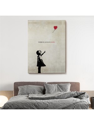 Foradels Dekoratif Kanvas Tablo Duvar Dekoru Kırmızı Balonlu Kız Banksy Modern Tarz 4962 Bungknv