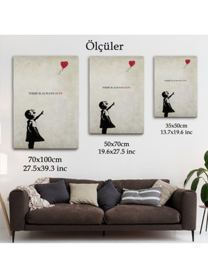 Foradels Dekoratif Kanvas Tablo Duvar Dekoru Kırmızı Balonlu Kız Banksy Modern Tarz 4962 Bungknv