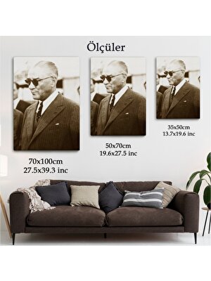 Foradels Dekoratif Kanvas Tablo Duvar Dekoru Karizmatik Gözlükleri ile Atatürk Portre Fotoğrafik FŞ143 Bungknv