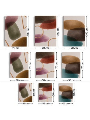 Foradels Dekoratif Kanvas Tablo Duvar Dekoru Soyut Desenler Temalı Suluboya Görünüm 3'lü Set EG106 Bungknv