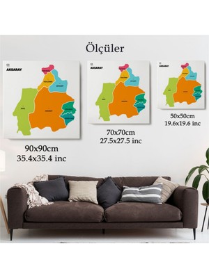 Foradels Dekoratif Kanvas Tablo Duvar Dekoru Il ve Ilçeler Haritası Aksaray Modern 1260 Bungknv