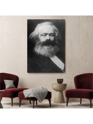 Foradels Dekoratif Kanvas Tablo Duvar Dekoru Karl Marx Alman Filozof Siyah Beyaz 5964 Bungknv