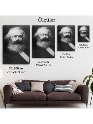 Foradels Dekoratif Kanvas Tablo Duvar Dekoru Karl Marx Alman Filozof Siyah Beyaz 5964 Bungknv