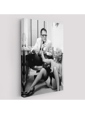 Foradels Dekoratif Kanvas Tablo Duvar Dekoru Arthur Miller ve Marilyn Monroe Cesur Pozu 6063 Bungknv