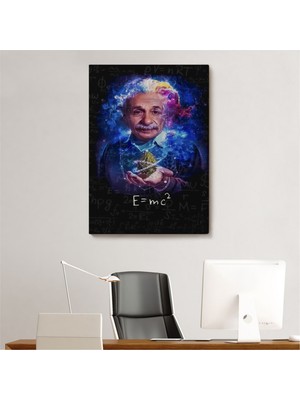 Foradels Dekoratif Kanvas Tablo Duvar Dekoru E=mc2 ve Albert Einstein Matematik 5244 Bungknv