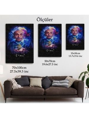 Foradels Dekoratif Kanvas Tablo Duvar Dekoru E=mc2 ve Albert Einstein Matematik 5244 Bungknv