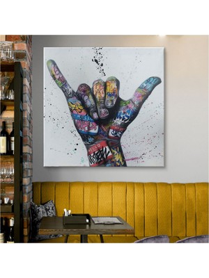 Foradels Dekoratif Kanvas Tablo Duvar Dekoru Graffiti Hands Victory Jest Banksy 5340 Bungknv