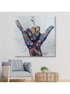 Foradels Dekoratif Kanvas Tablo Duvar Dekoru Graffiti Hands Victory Jest Banksy 5340 Bungknv