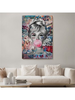 Foradels Dekoratif Kanvas Tablo Duvar Dekoru Brigitte Bardot ve Güzelliği Graffiti Pop Art 6469 Bungknv