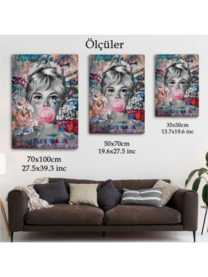 Foradels Dekoratif Kanvas Tablo Duvar Dekoru Brigitte Bardot ve Güzelliği Graffiti Pop Art 6469 Bungknv