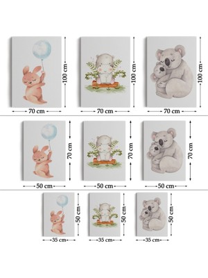 Foradels Dekoratif Kanvas Tablo Duvar Dekoru Sevimli Hayvanlar Temalı 3'lü Set BT45 Bungknv