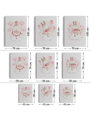 Foradels Dekoratif Kanvas Tablo Duvar Dekoru Sevimli Tavşan Temalı 3'lü Set Bş44 Bungknv
