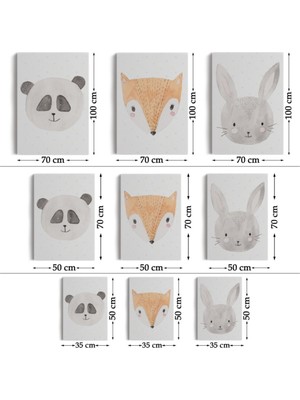 Foradels Dekoratif Kanvas Tablo Duvar Dekoru Sevimli Hayvanlar Temalı 3'lü Set Bü47 Bungknv