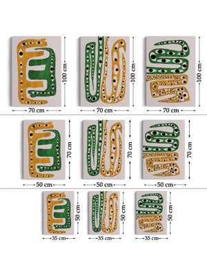 Foradels Dekoratif Kanvas Tablo Duvar Dekoru Renkli Soyut Şekiller Temalı 3'lü Set EV122 Bungknv