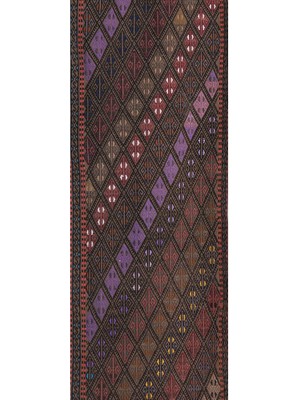 Etnik Bulvar El Dokuma Geometrik Desenli Uzun Yolluk Kilim 65 x 490 cm