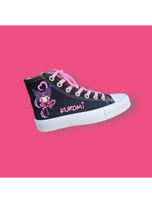 Lias Shoes Mor Kurdela Baskılı Siyah Çocuk Spor Ayakkabı Sneaker