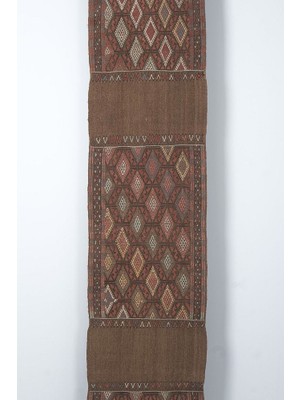 Etnik Bulvar El Dokuma Geometrik Desenli Uzun Yolluk Kilim 58 x 530 cm