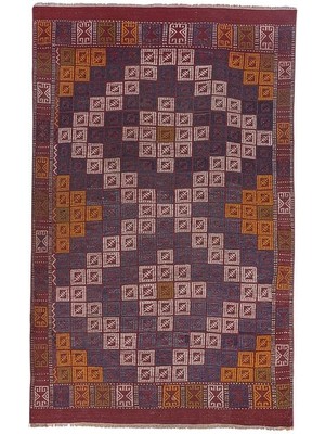 Etnik Bulvar El Dokuma Kilim Bergama Yöresi Geometrik Desenli Halı 136 x 204 cm