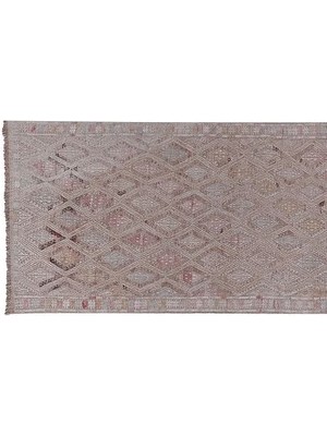 Etnik Bulvar El Dokuma Karapınar Yöresi Geometrik Desenli Uzun Yolluk Kilim 81 x 317 cm