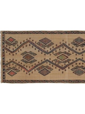 Etnik Bulvar El Dokuma Geometrik Desenli Uzun Yolluk Kilim 58 x 404 cm