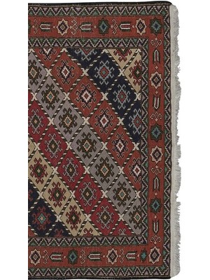 Etnik Bulvar El Dokuma Kilim Geometrik Desenli Halı 126 x 195 cm