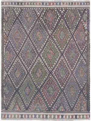 Etnik Bulvar El Dokuma Karapınar Yöresi Geometrik Desenli kilim 151 x 195 cm