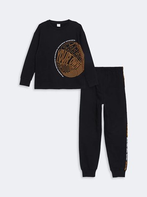 LC Waikiki Lcw Kids yeni Siyah Bisiklet Yaka Erkek Çocuk Pijama Takımı