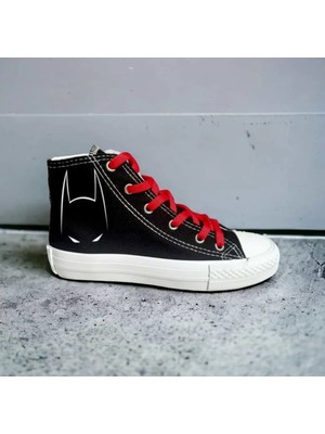 Lias Shoes Cizgi Maskeli Baskılı Siyah Keten Spor Ayakkabı Sneaker