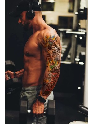 Evipil Geçici Çiçek ve Şeytan Kol Dövme Tattoo