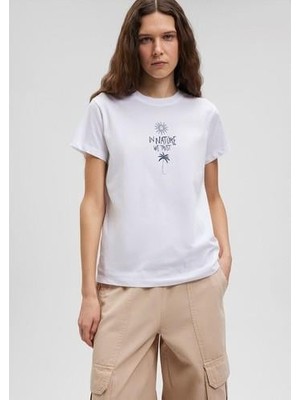 Mavi Beach Baskılı Beyaz TIŞÖRT1612400-620