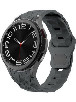 Cupcase Galaxy Waych 5 44MM KRD-116 20MM Futbol Desenli Spor Tasarımlı Silikon Kordon-Koyu Gri