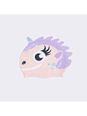 Silikon Yüzücü Bonesi - Pembe/mor Boynuzlu At Modeli - Standart Beden