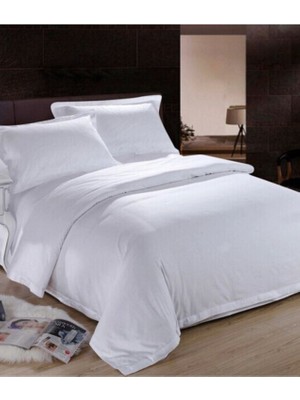 Homenup 140X200 Lüks Tek Kişilik Pamuk Saten Nevresim Takımı (Lastikli Çarşaflı) 83 Tel %100 Pamuklu Beyaz