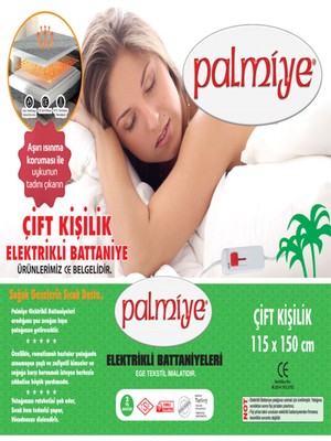 GOLDRİSE 115 x 150 Elektirikli Battaniye Palmiye Çift Kişilik 2 Yıl Garantili Tseli Termostatlı (Aşırı Isınm