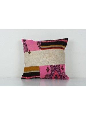 Etnik Bulvar Renkli Geometrik El Dokuma Kilim Kırlent Kılıf (Içliksizdir) 50 x 50 cm