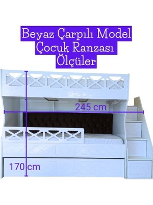 Mürsel Beyaz Çarpılı Model Çocuk Ranzası