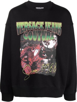 Versace Jeans Couture Jeans Couture Wolf Since 1988 Printed Siyah Sweatshirt