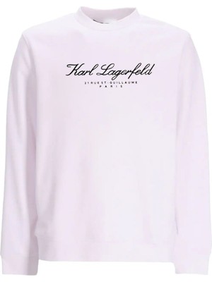 Karl Lagerfeld Signature Logo Nakış Işleme Beyaz Sweatshirt