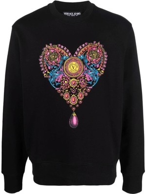 Versace Jeans Couture Jeans Couture Heart Logo Printed Siyah Sweatshirt